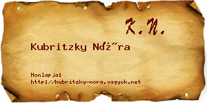 Kubritzky Nóra névjegykártya